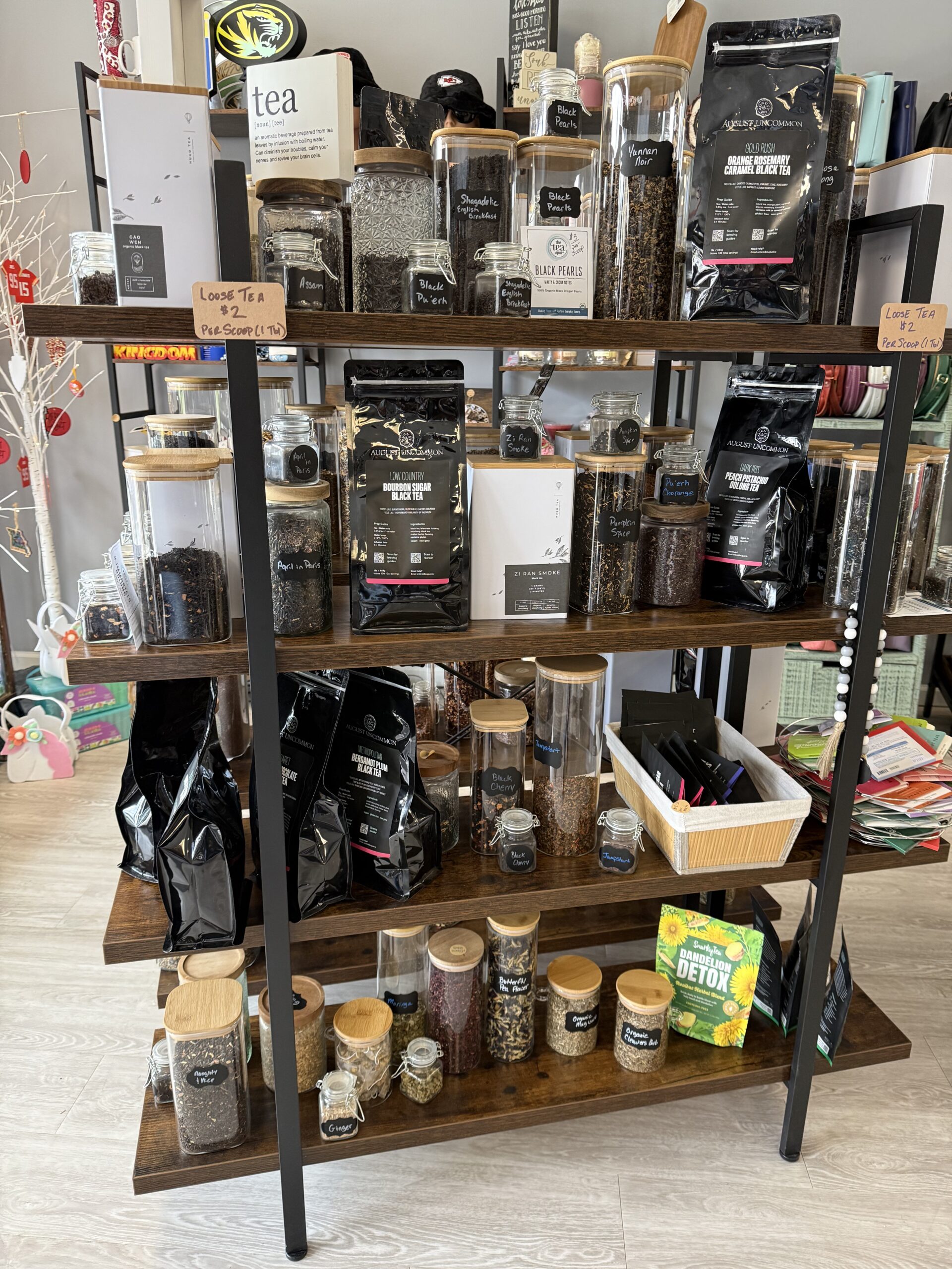 SereniTea Boutique shop interior with product displays