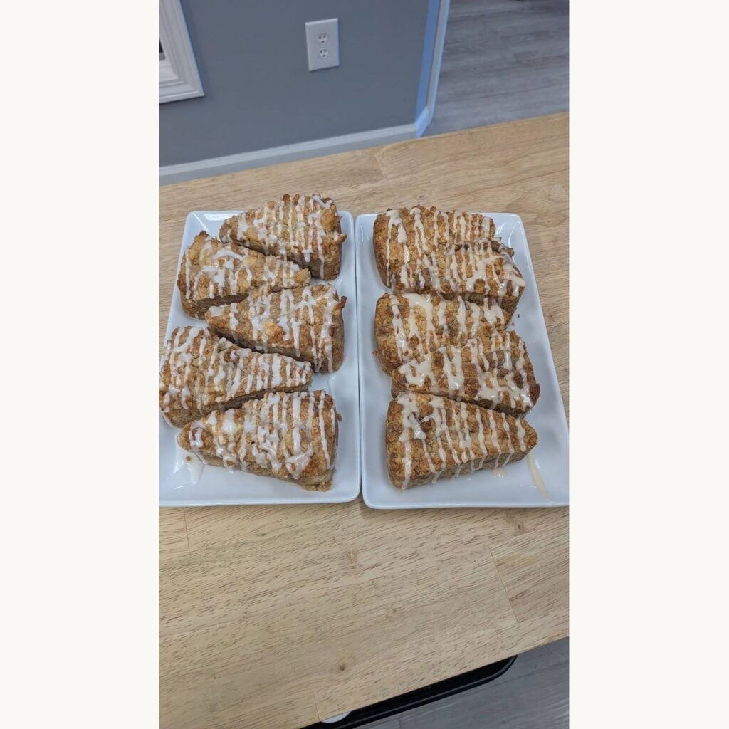 Glazed coffee cake slices from The Paperback Bakery at SereniTea Boutique
